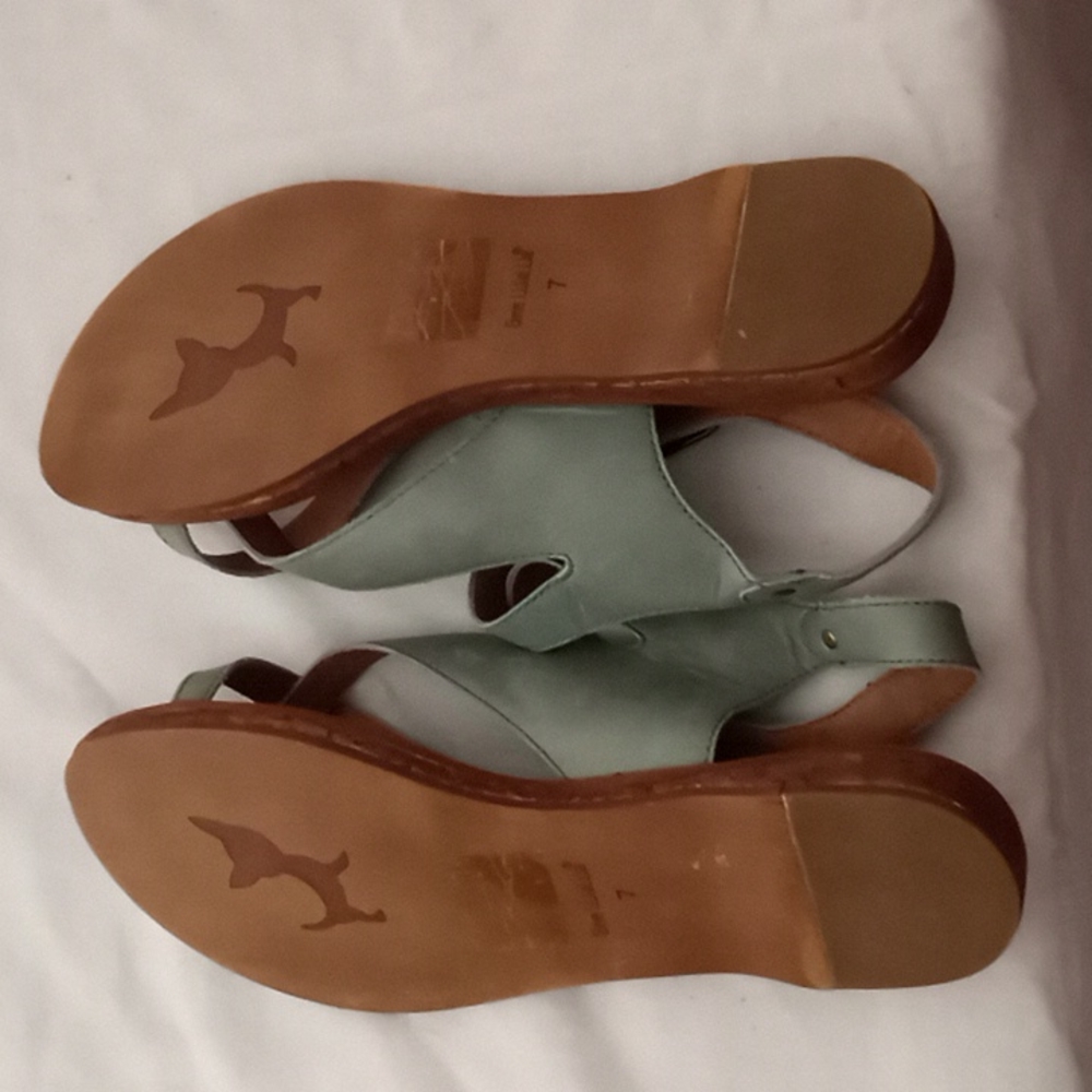 GEE'WAWA Handmade Green Leather Sandals, size 7 - Picture 4 of 7